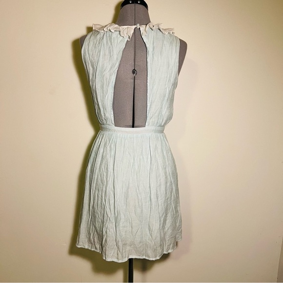 Ark & Co Babydoll Fairy Coquette Dress Chiffon Sheen Cutout Back Mini Sky Blue S - Picture 5 of 11